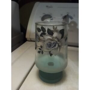 Rare! Vintage West Virginia Glass Blue Blendo Roses Apothecary Jar no lid
